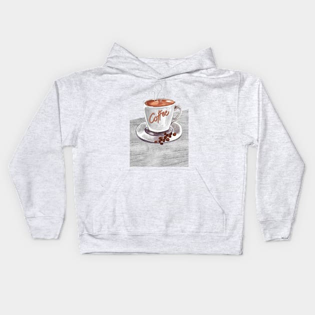 Cup of coffee Kids Hoodie by ByuDesign15